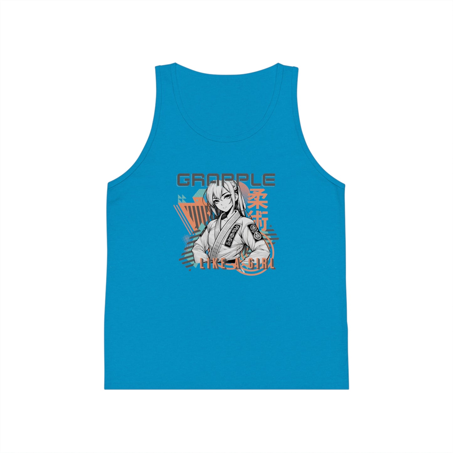 Grapple like a Girl Youth Jersey Tank Top - Anime Girl