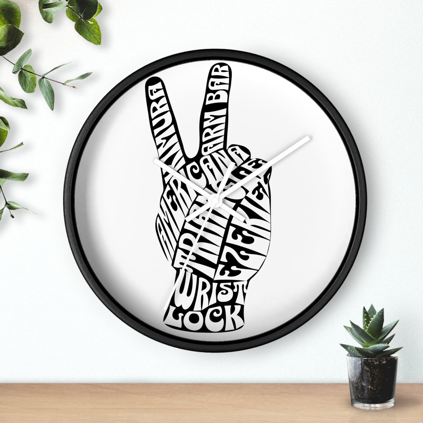 BJJ Submission Peace Sign Wall Clock Gift for Coach or Training Partners