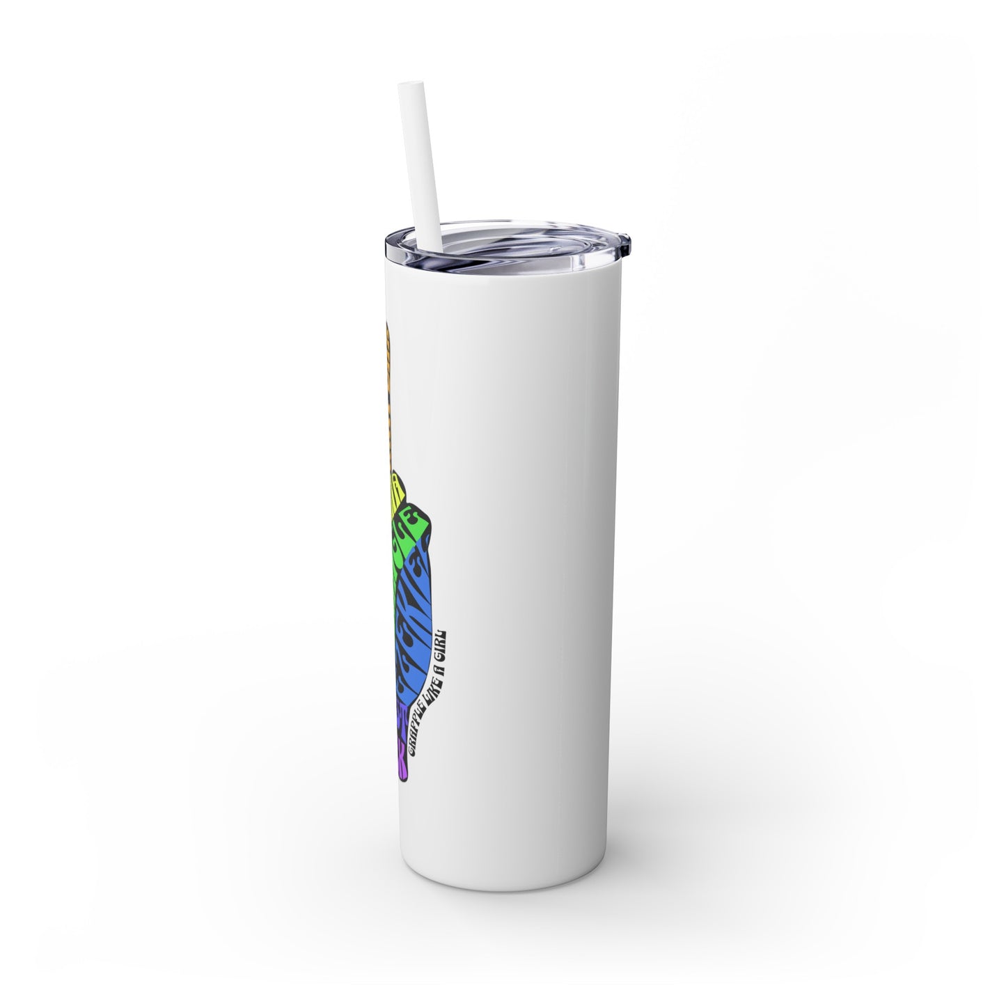 BJJ Submission Peace Sign Skinny Tumbler with Straw, 20oz