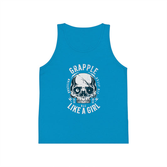 Grapple like a Girl Skull Youth Jersey Tank Top