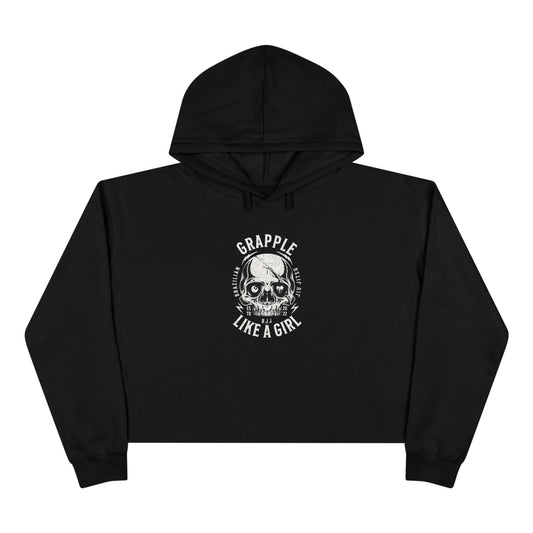 Grapple like a Girl Cropped Hoodie - Skull Logo