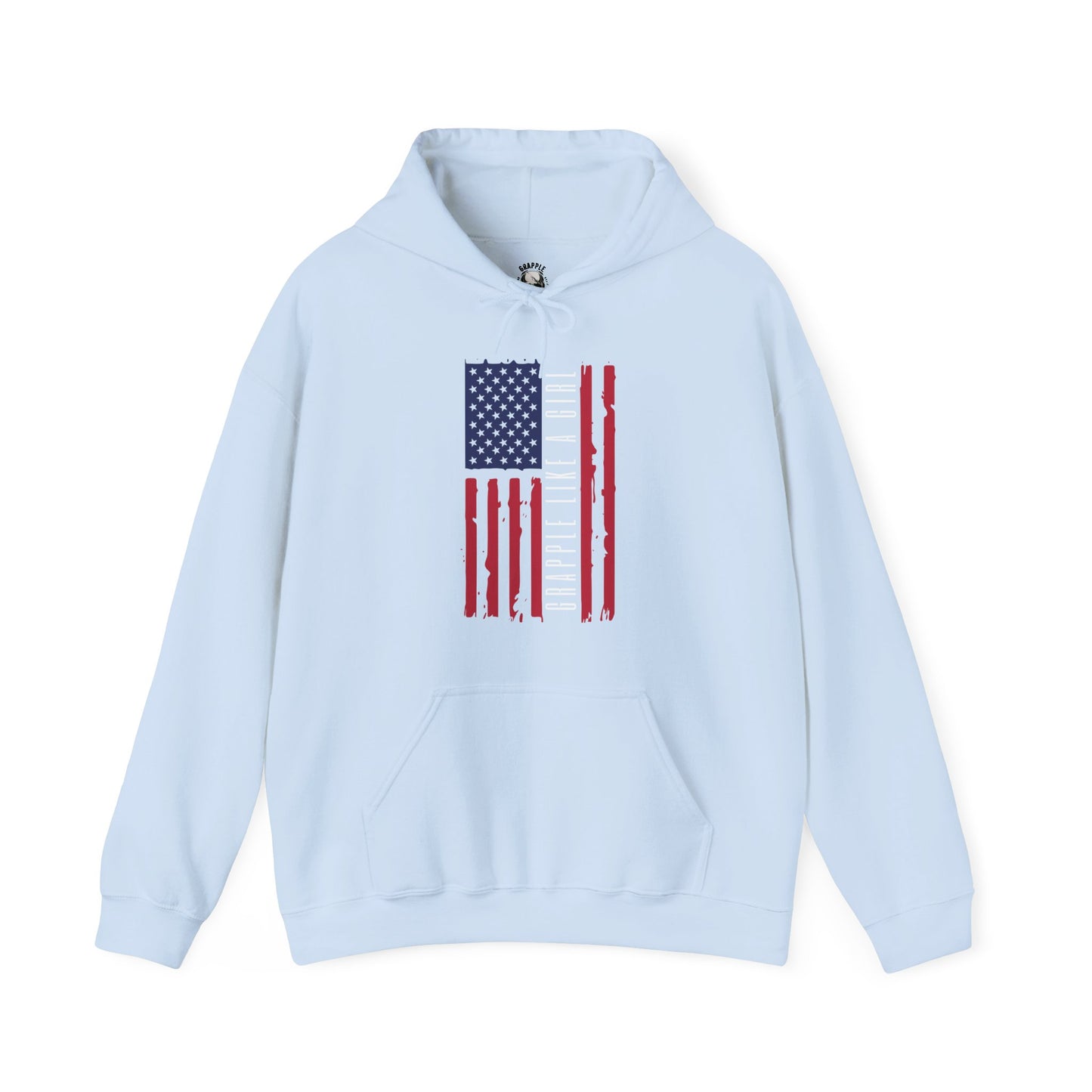 Women's BJJ Hoodie - Grapple Like a Girl American Flag, Color