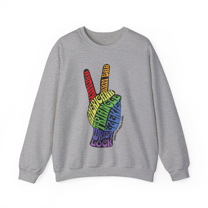 BJJ Submission Peace Sign Jiu Jitsu Crewneck Sweater