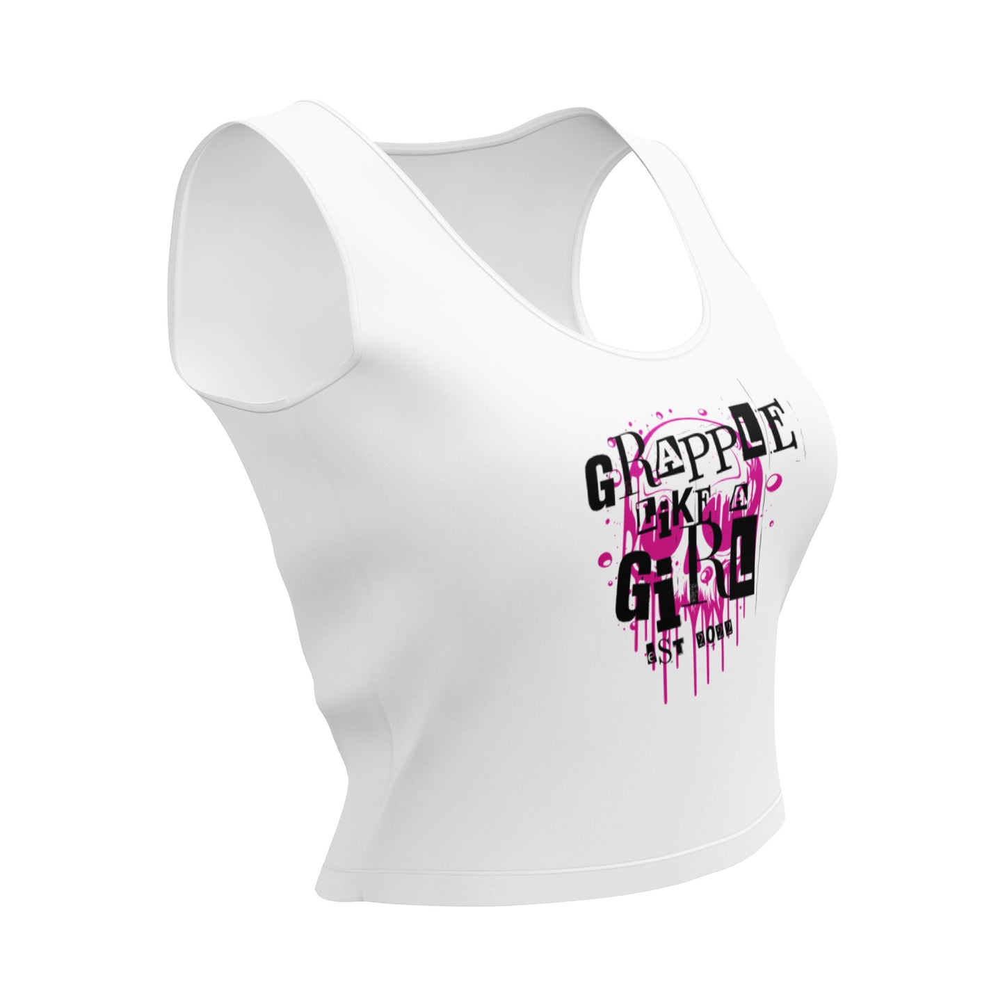 Grapple like a Girl Crop Top - White