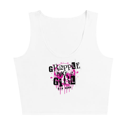 Grapple like a Girl Crop Top - White