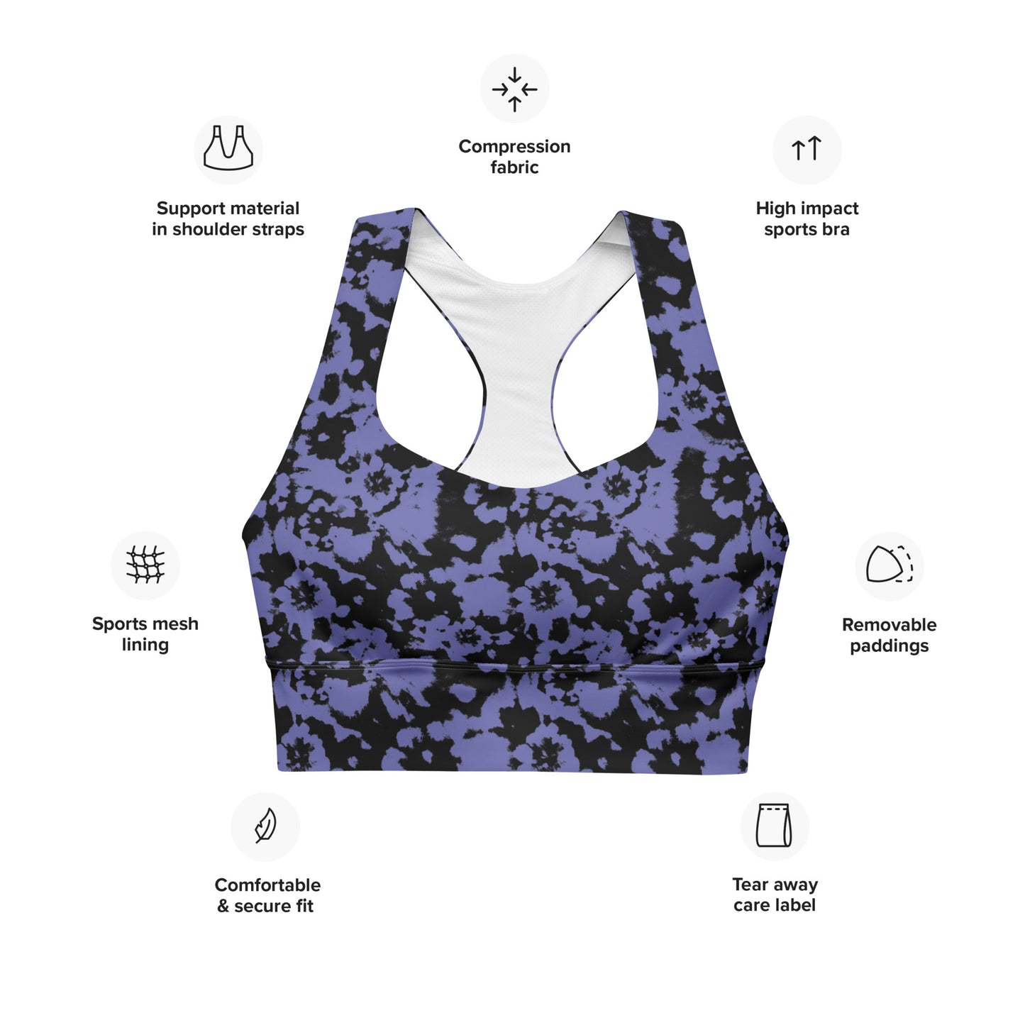 Grapple like Girl Purple Camo Longline sports bra