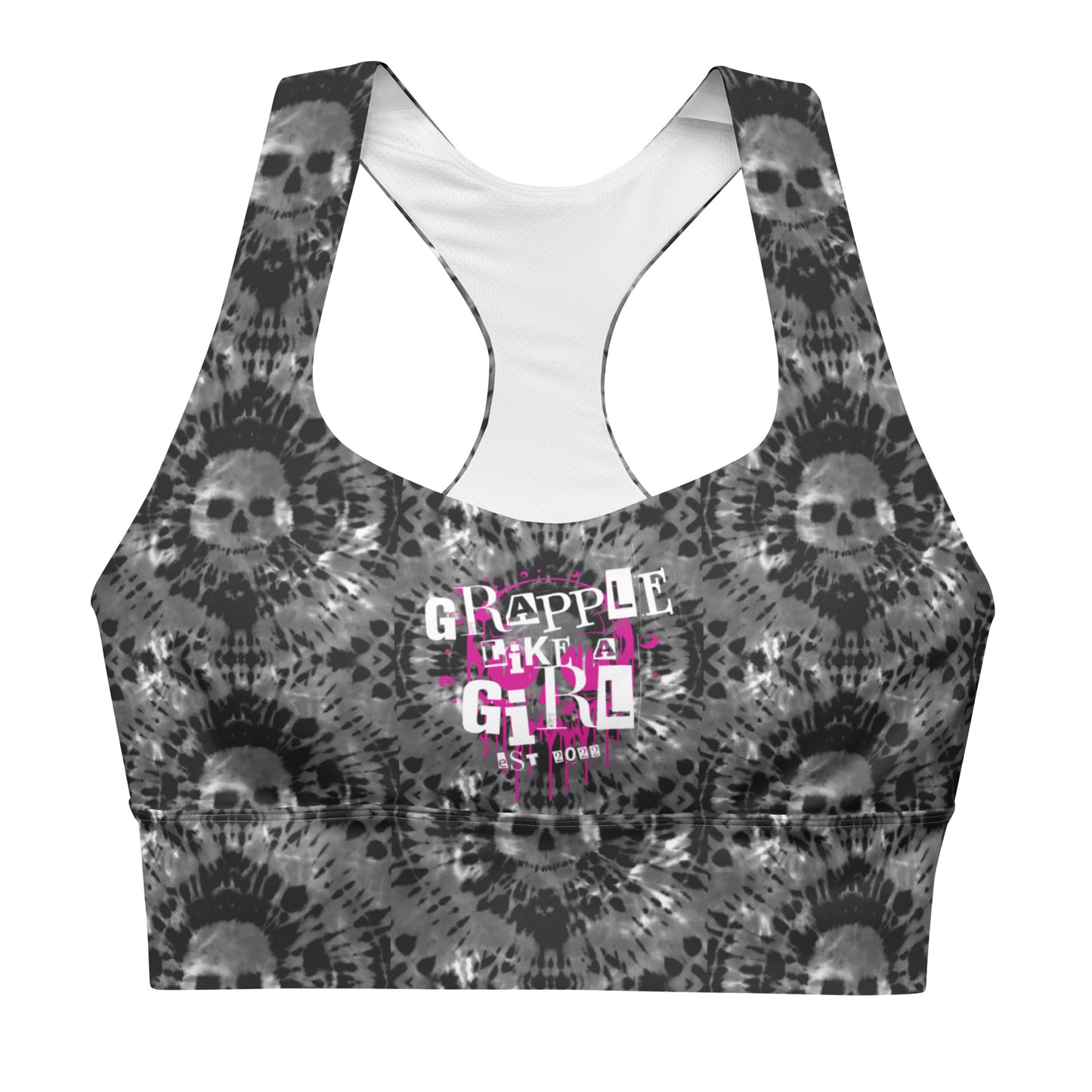 Grapple like a Girl Tie Dye Skulls Longline sports bra