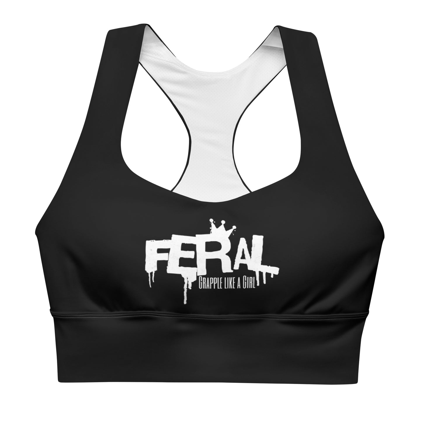 Grapple like a Girl Feral Longline Sports Bra - Solid Black