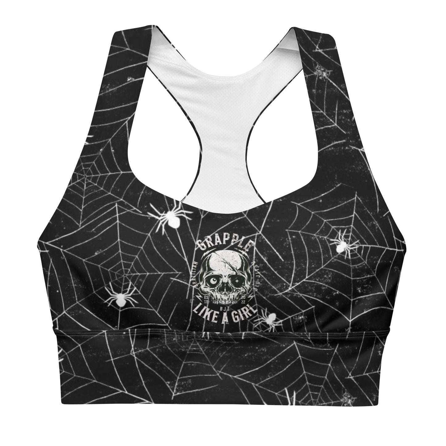 Grapple like a Girl Longline Sports Bra - Spiderwebs