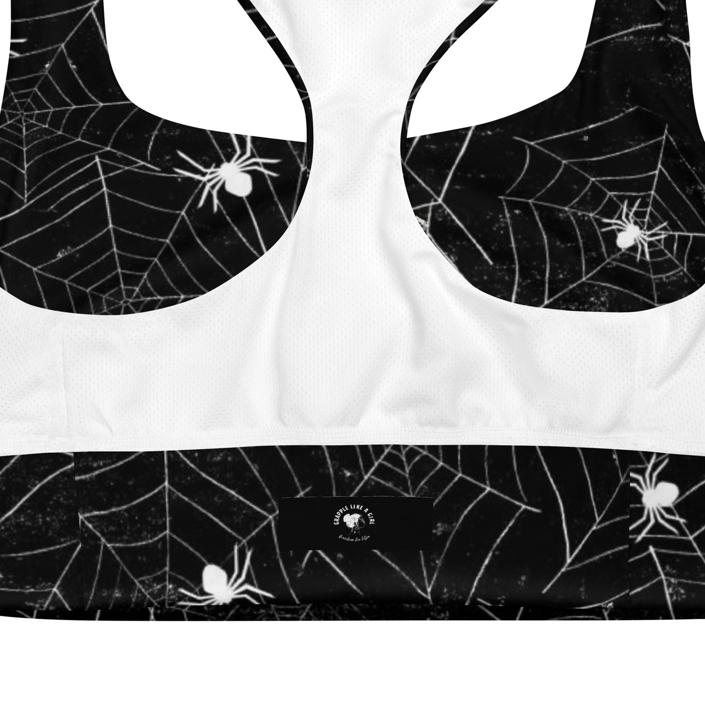 Grapple like a Girl Longline Sports Bra - Spiderwebs