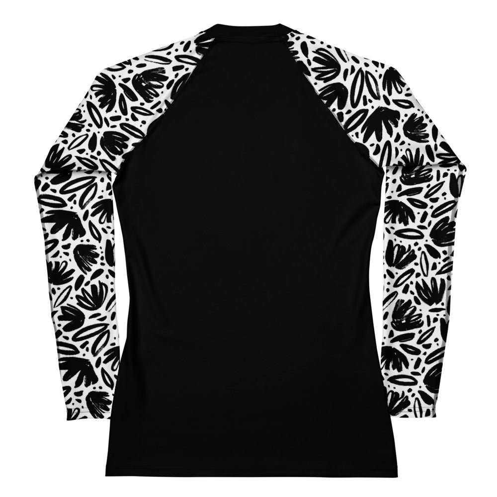 Women's Grapple like a Girl Rash Guard - Doodle Flower Print