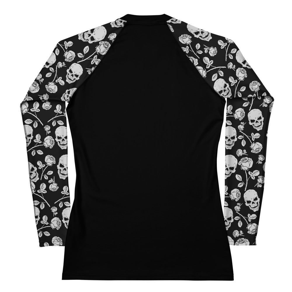 Grapple like a Girl Rashguard - Skull & Flower Print Sleeves