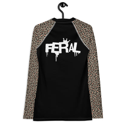 Women's Grapple like a Girl Rash Guard - Blue Cheetah Print