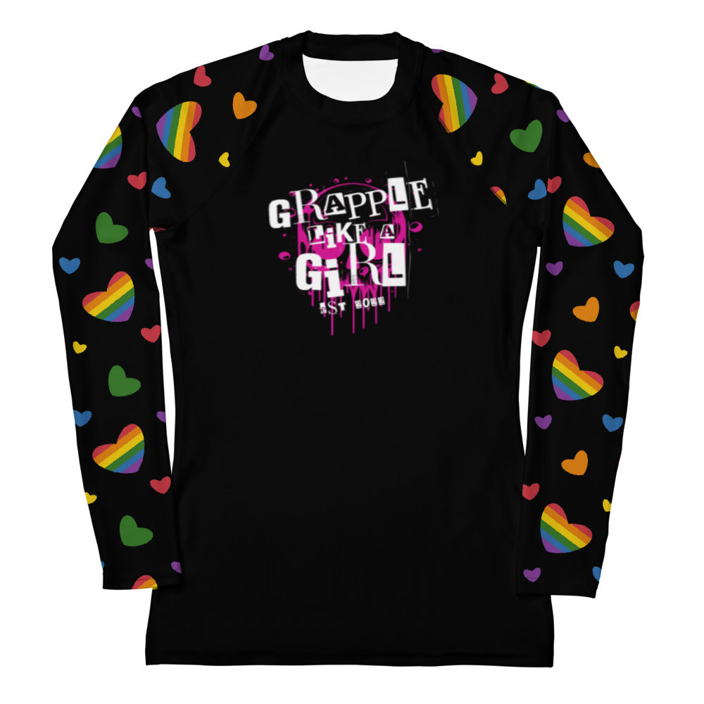 Grapple like a Girl Rashguard - Pride Heart print