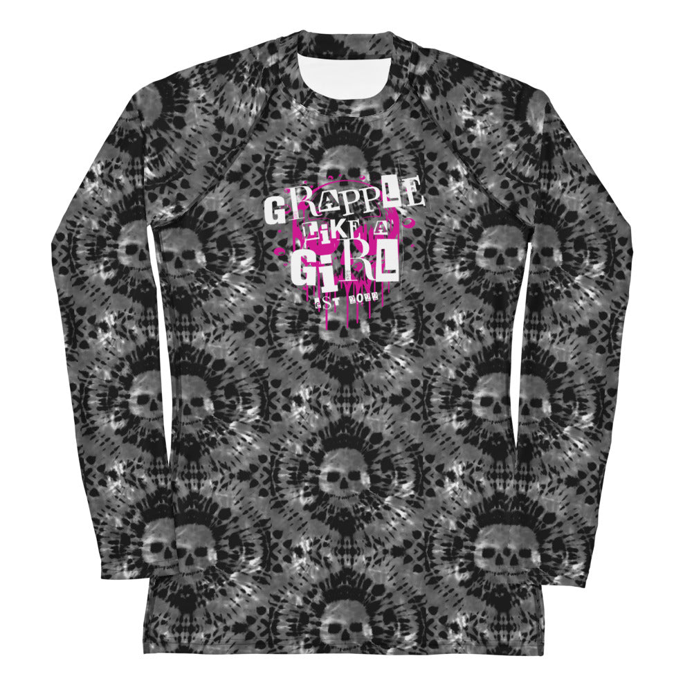 Grapple like a Girl BJJ Rashguard - Tie Dye Skull Print