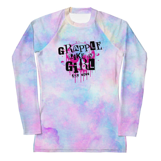 Women's Grapple like a Girl Rashguard - Colorful Print