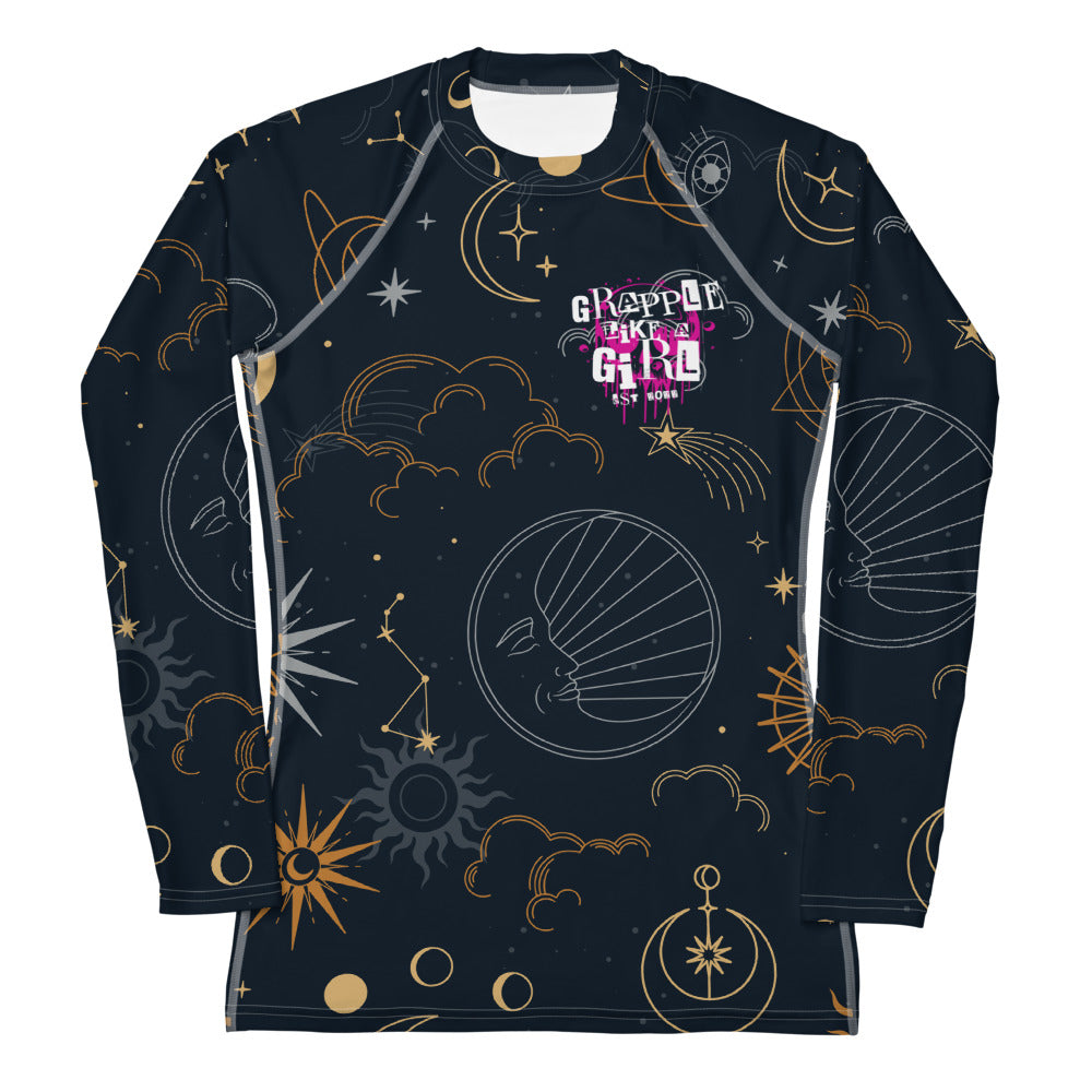 Women's Roll like a Girl Celestial Slap Bump Roll Rash Guard