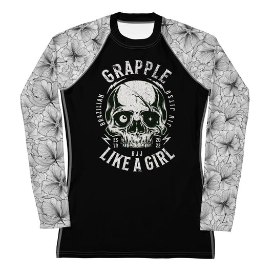 Grapple like a Girl Skull Design Women's Rash Guard