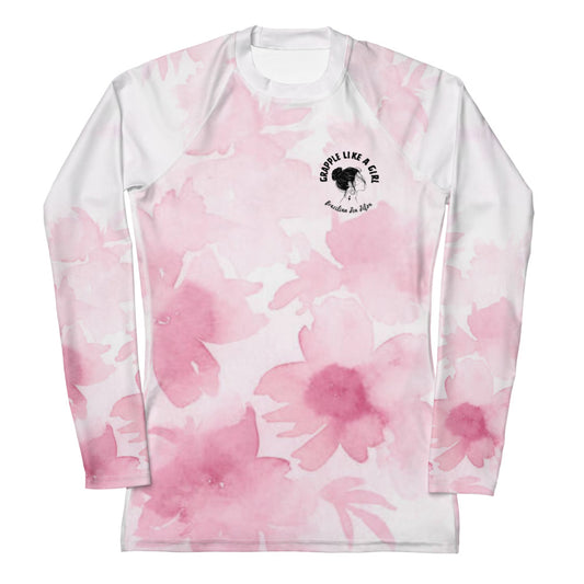 Grapple like a Girl Pink Floral Jiu Jitsu Rashguard