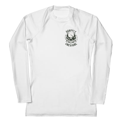 Women's Rash Guard - Grapple like a Girl, No Rest for the Women