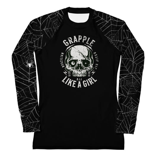 Women's Grapple like a Girl Rashguard - Spiderwebs