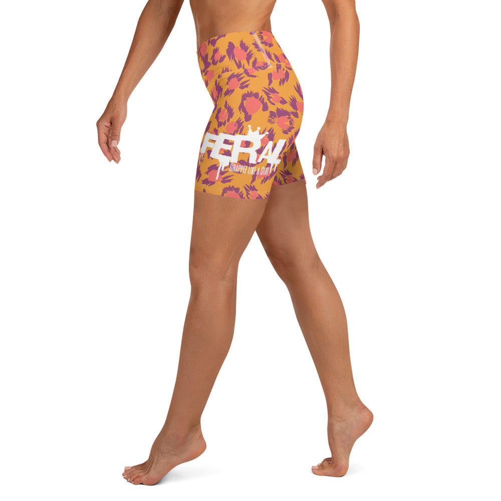 Grapple like a Girl Feral Jiu Jitsu No Gi Shorts, Retro Cheetah Print