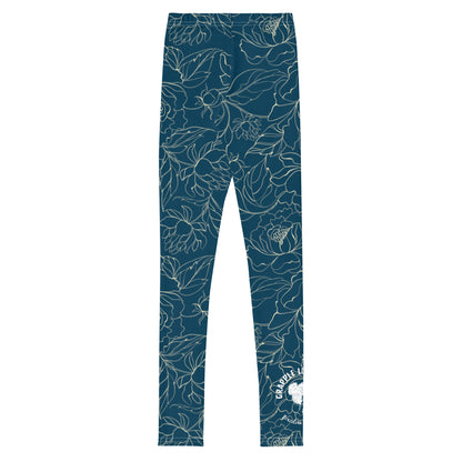 Grapple like a Girl Blue Floral Jiu Jitsu Spats, BJJ leggings