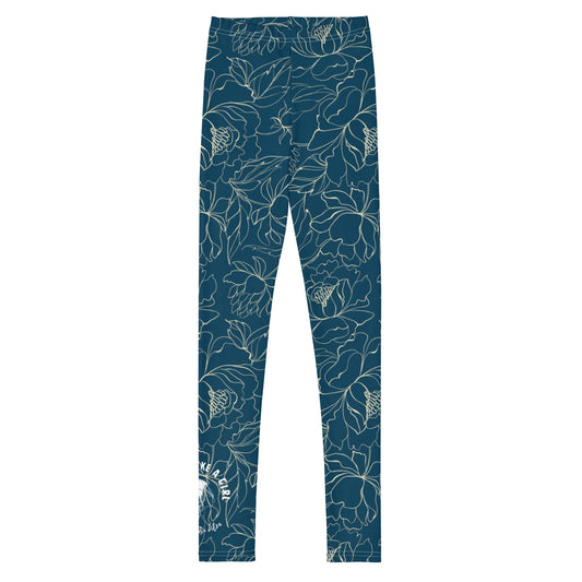 Grapple like a Girl Blue Floral Jiu Jitsu Spats, BJJ leggings