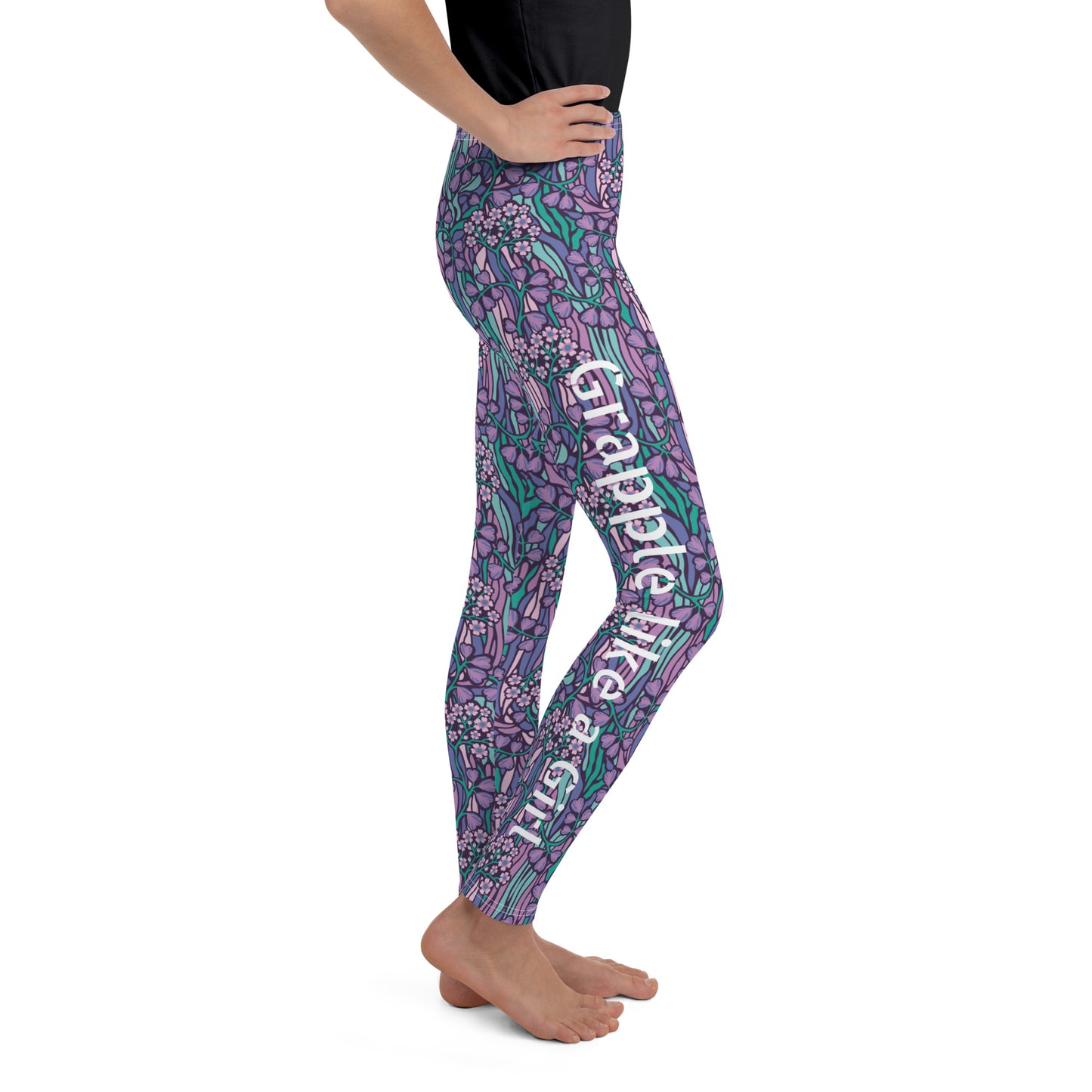 Grapple like a Girl Blue Floral Jiu Jitsu Spats, BJJ leggings