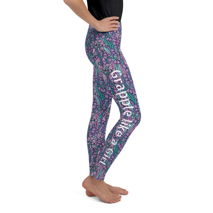Grapple like a Girl Blue Floral Jiu Jitsu Spats, BJJ leggings