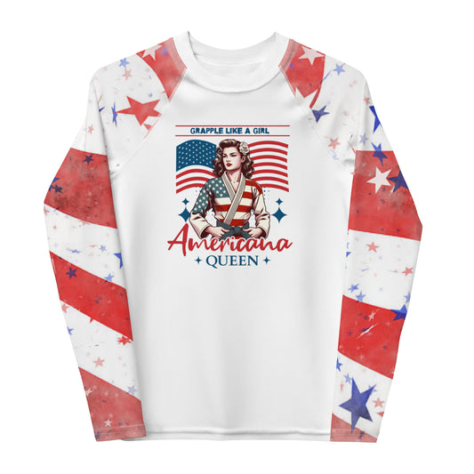 Americana Queen Grapple like a Girl Youth Rash Guard