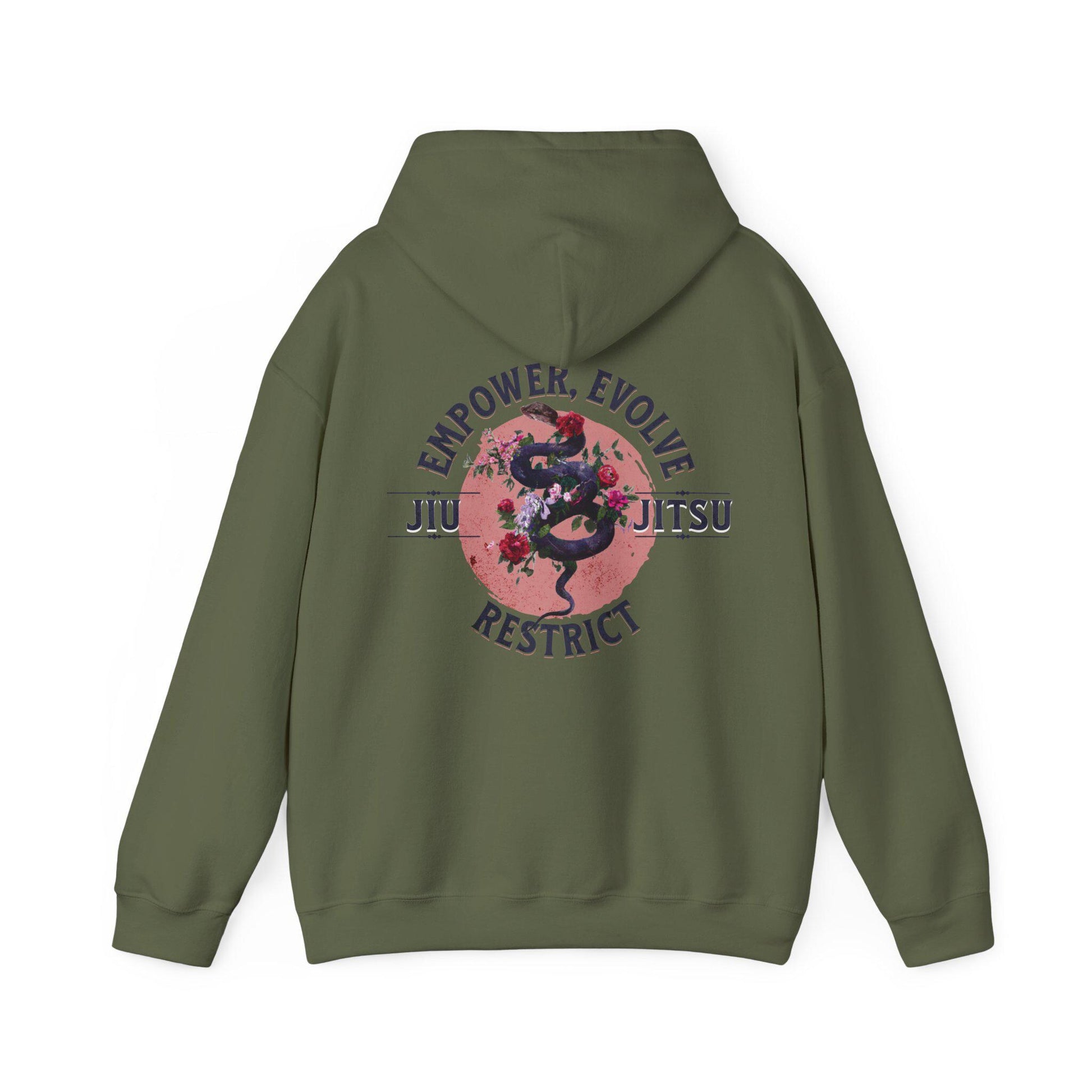 Women's Jiu Jitsu Hoodie - Empower, Evolve, Restrict Snake Design BJJ Apparel