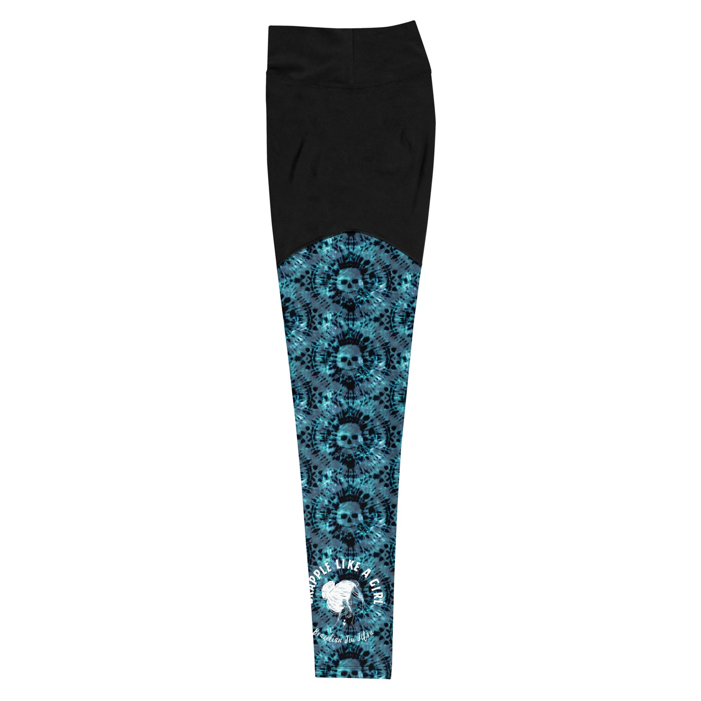 Women's Grapple like a Girl Tie Dye Skull Spats, Jiu Jitsu Leggings