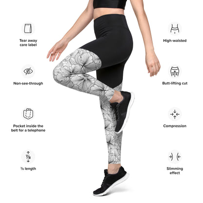 Women's Grapple like a Girl Floral Print Spats, Jiu Jitsu Leggings