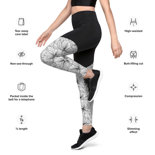 Women's Grapple like a Girl Floral Print Spats, Jiu Jitsu Leggings