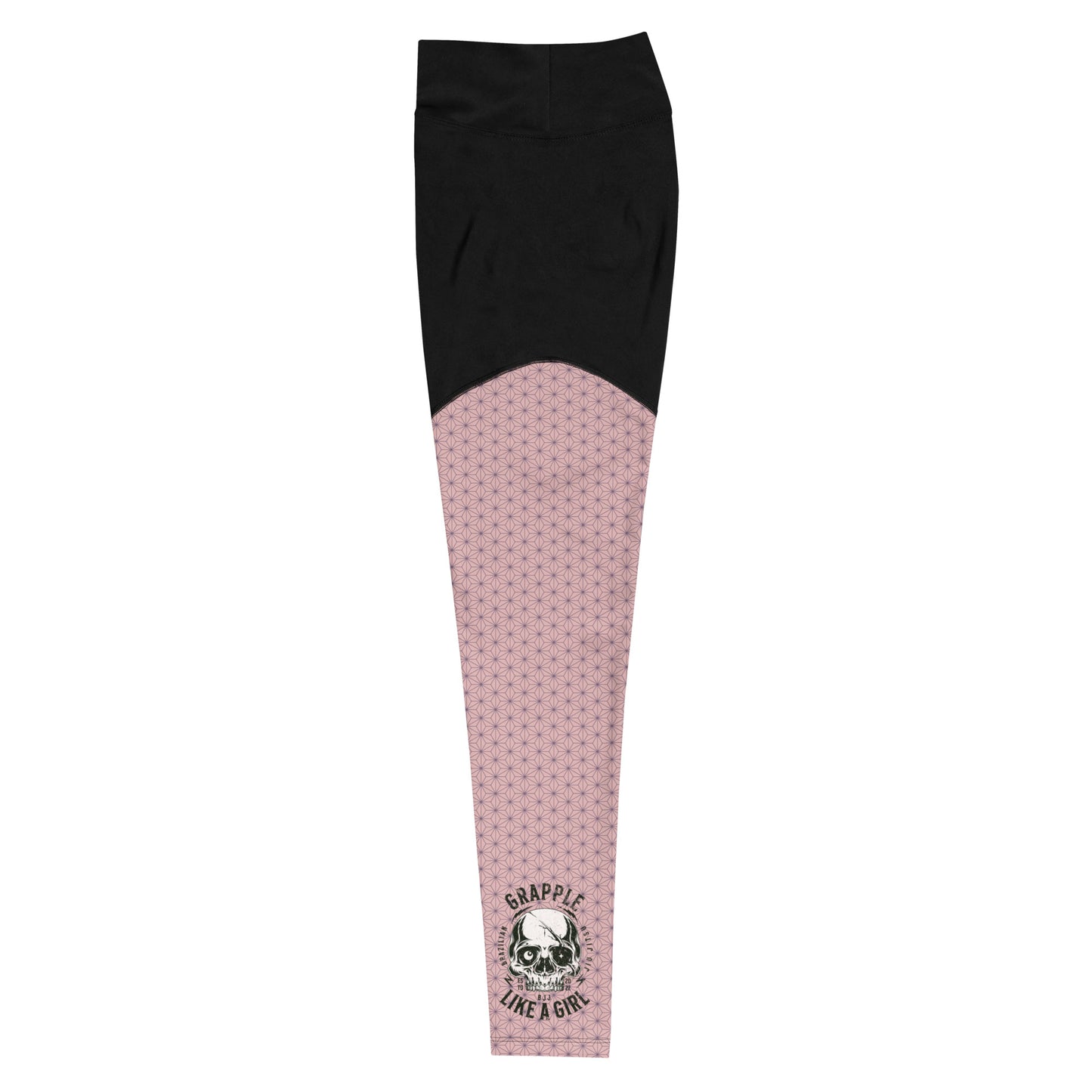 Women's Grapple like a Girl Prink Geometric, Anime Inspired Spats, Jiu Jitsu Leggings