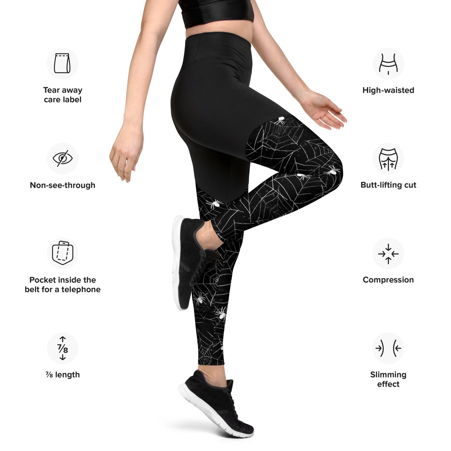 Women's Grapple like a Girl Spats, Jiu Jitsu Leggings - Spiderwebs